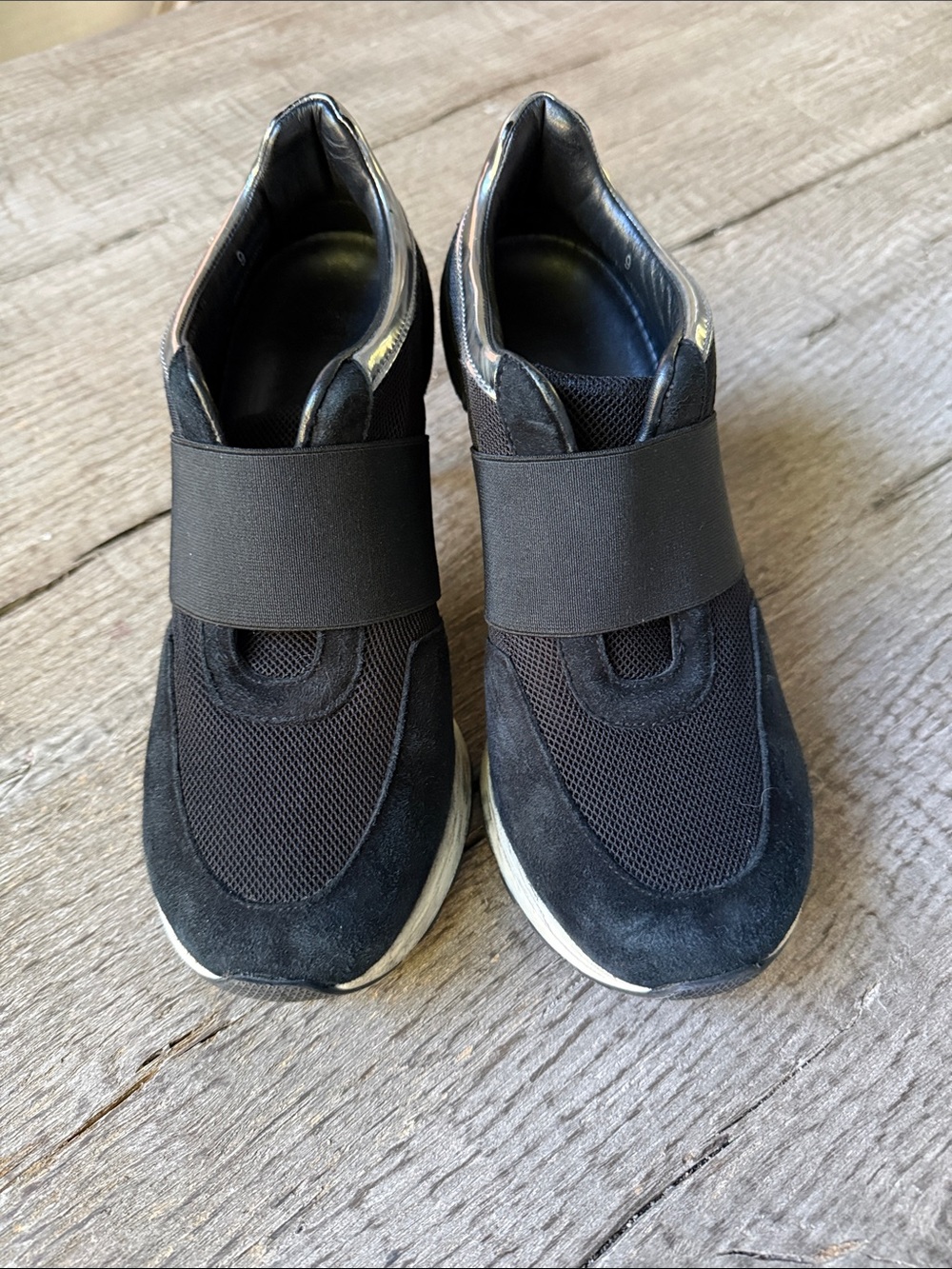 Women's Black Slip-On Ankle Booties with Elastic Strap